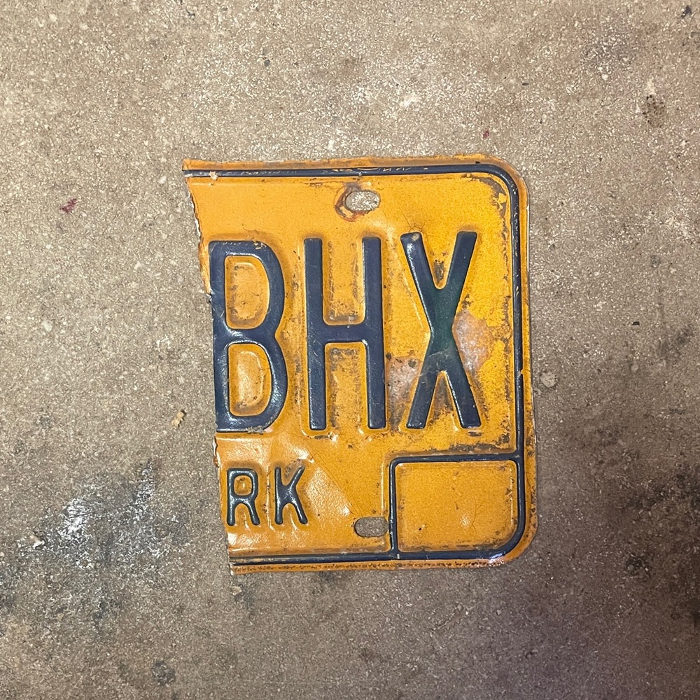 Vintage Yellow Half License Plate